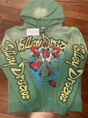 Men's Green Graphic Zip Hoodie